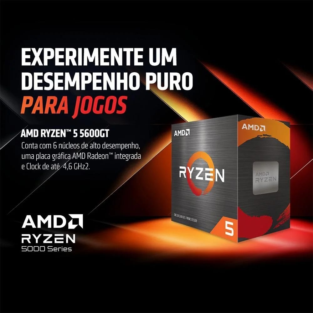 Processador AMD Ryzen 5 5600GT, 3.6 GHz (4.6GHz Max Turbo), Cache 4MB, 6 Núcleos, 12 Threads, AM4, Com Vídeo Integrado - 100-100001488BOX